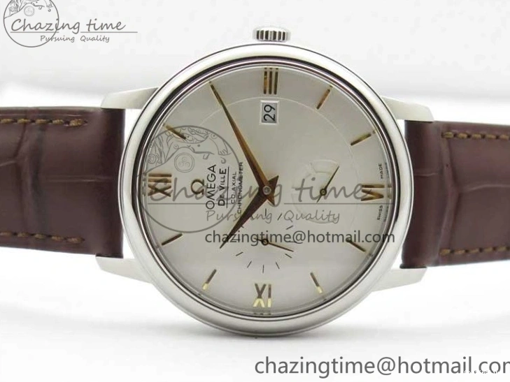0110 Affordable De Ville Prestige Real PR SS ZF 1:1  Best Edition White Dial YG Markers Brown Leather Strap MIYOTA 7899